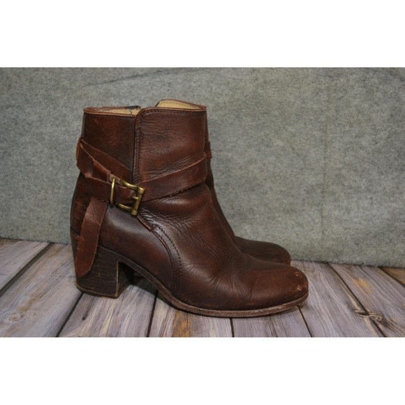 Frye Shoes - Frye Boots Womens Size 9 B Brown Leather Ankle Buckle Booties Malorie Knotted